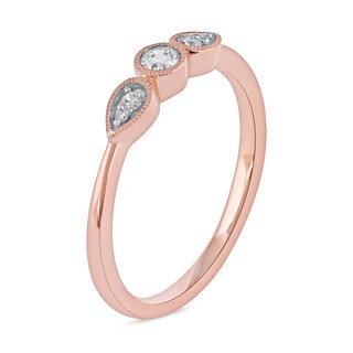 0.15 CT. T.W. Diamond Teardrop Frame Trio Promise Ring in 10K Rose Gold