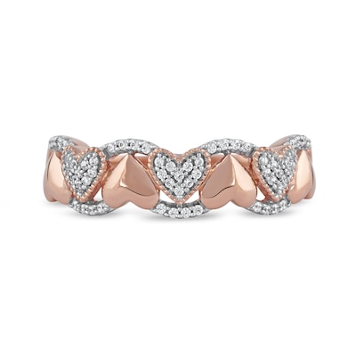 0.15 CT. T.W. Diamond Alternating Heart Ring in 10K Rose Gold