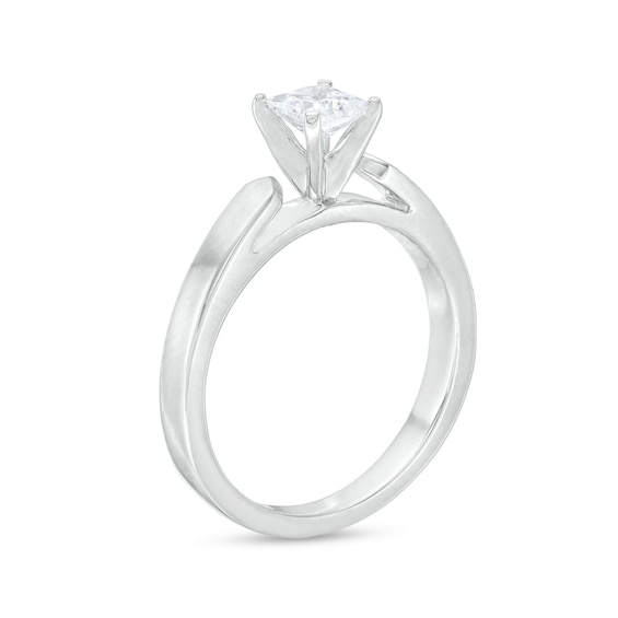 0.50 CT. Princess-Cut Diamond Solitaire Crown Royal Engagement Ring in 14K White Gold (J/I2)