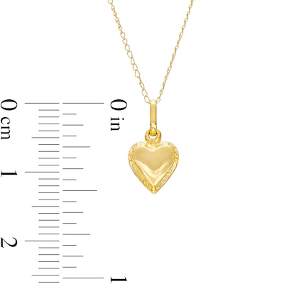 Child's Puffed Heart Pendant in 10K Gold – 15"