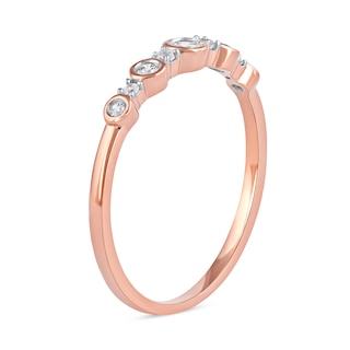 0.15 CT. T.W. Diamond Alternating Stackable Band in 10K Rose Gold