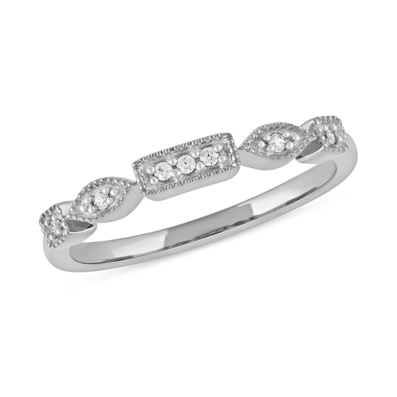 0.05 CT. T.W. Diamond Alternating Frame Geometric Ring in 10K Gold|Peoples Jewellers