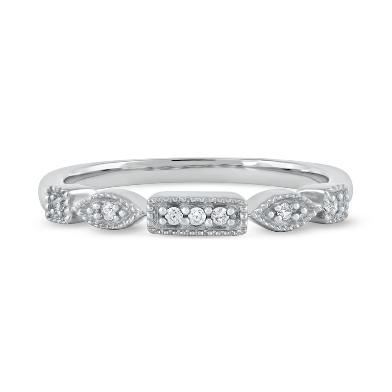 0.05 CT. T.W. Diamond Alternating Frame Geometric Ring in 10K White Gold