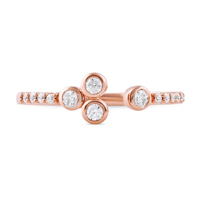 0.20 CT. T.W. Diamond Lined Shank Bezel Open Ring in 10K Rose Gold