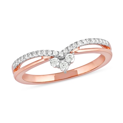 0.20 CT. T.W. Diamond Chevron Split Shank Ring in 10K Rose Gold