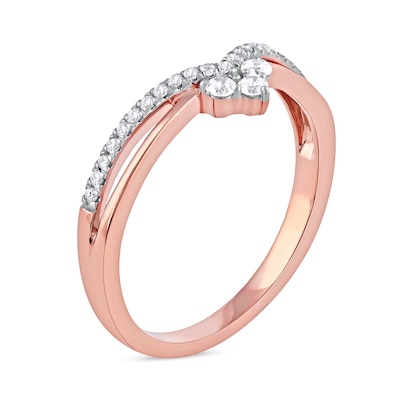 0.20 CT. T.W. Diamond Chevron Split Shank Ring in 10K Rose Gold