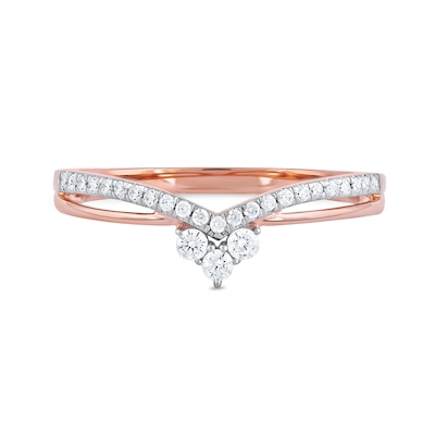 0.20 CT. T.W. Diamond Chevron Split Shank Ring in 10K Rose Gold