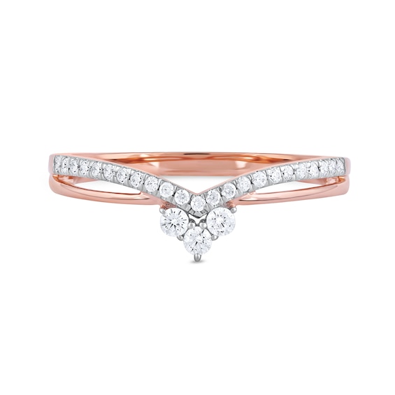 0.20 CT. T.W. Diamond Chevron Split Shank Ring in 10K Rose Gold