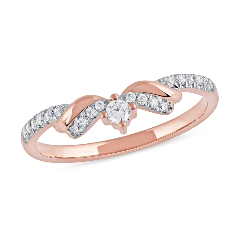 0.15 CT. T.W. Diamond Ribbon Layered Ring in 10K Rose Gold|Peoples Jewellers