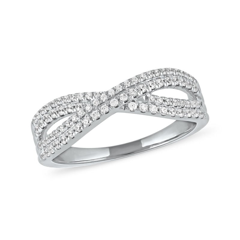 0.33 CT. T.W. Diamond Double Row Crossover Ring in 14K White Gold