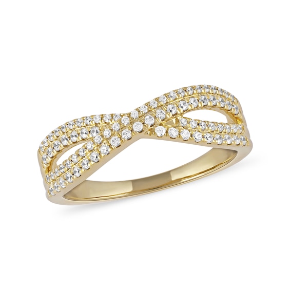 0.33 CT. T.W. Diamond Double Row Crossover Ring in 14K Gold