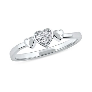 Multi-Diamond Accent Heart Trio Ring in 10K Gold