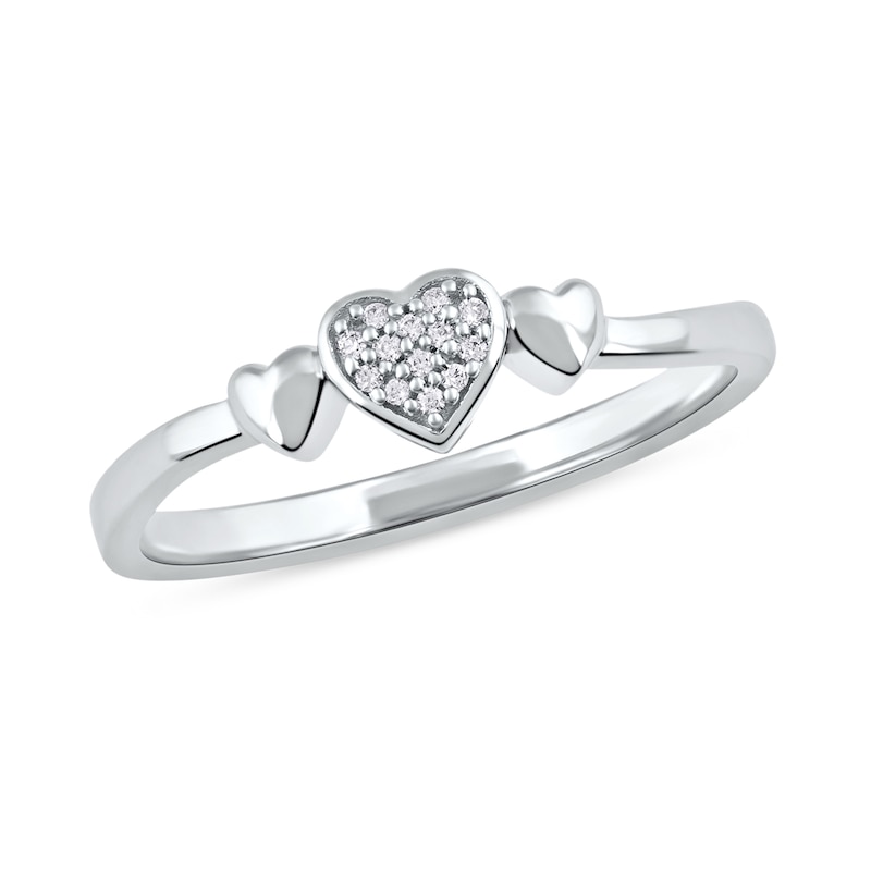Multi-Diamond Accent Heart Trio Ring in 10K Gold|Peoples Jewellers
