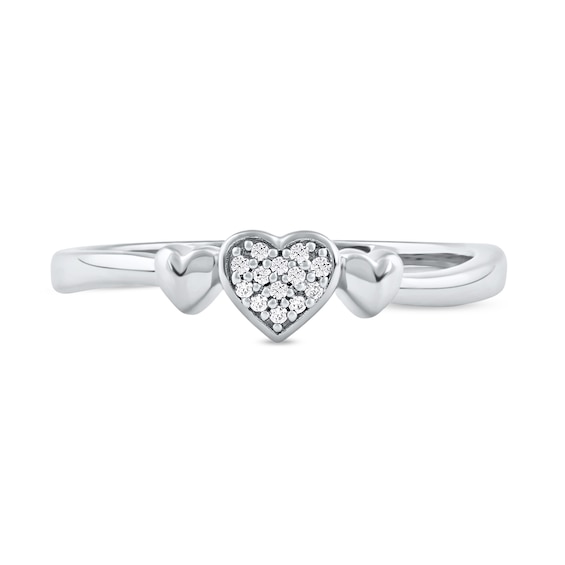 Multi-Diamond Accent Heart Trio Ring in 10K Gold