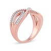 0.33 CT. T.W. Diamond Leaf Sides Open Shank Ring in 14K Rose Gold