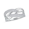 Thumbnail Image 0 of 0.33 CT. T.W. Diamond Double Row Woven Crossover Ring in 14K White Gold