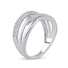 Thumbnail Image 1 of 0.33 CT. T.W. Diamond Double Row Woven Crossover Ring in 14K White Gold