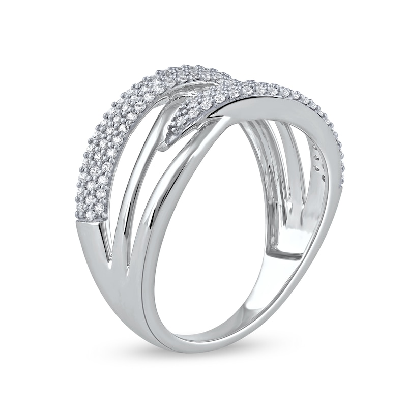 0.33 CT. T.W. Diamond Double Row Woven Crossover Ring in 14K White Gold