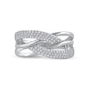 Thumbnail Image 2 of 0.33 CT. T.W. Diamond Double Row Woven Crossover Ring in 14K White Gold