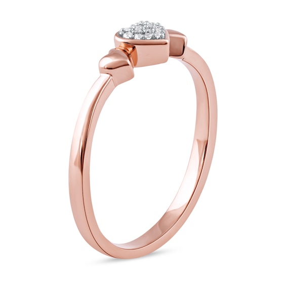 Multi-Diamond Accent Heart Trio Ring in 10K Rose Gold