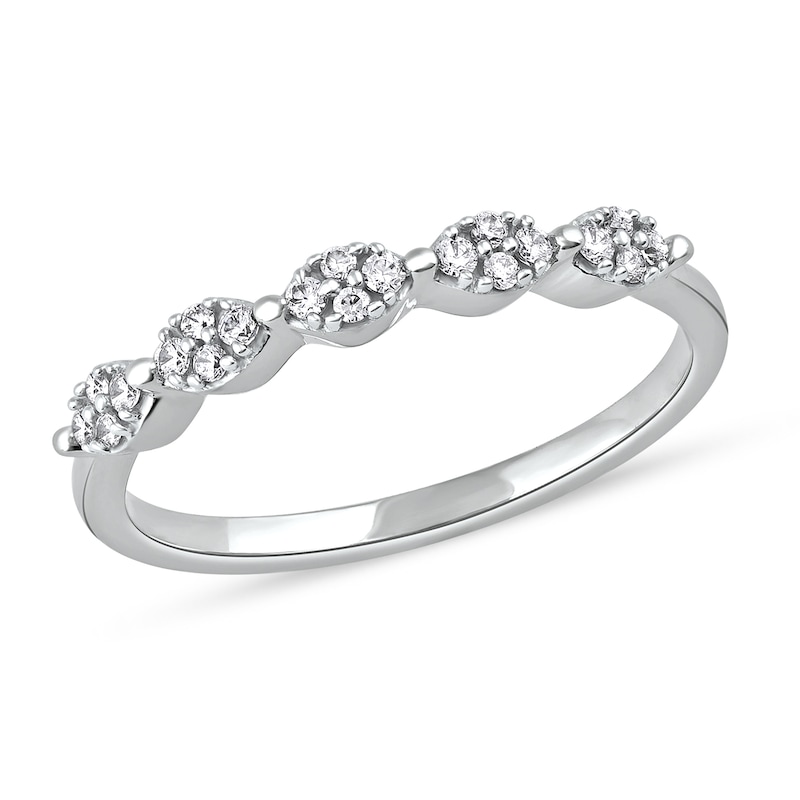 0.15 CT. T.W. Oval-Shaped Multi-Diamond Scallop Edge Stackable Band in 10K White Gold|Peoples Jewellers