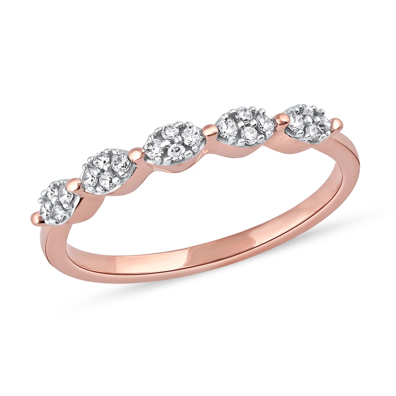 0.15 CT. T.W. Oval-Shaped Multi-Diamond Scallop Edge Stackable Band in 10K Rose Gold|Peoples Jewellers