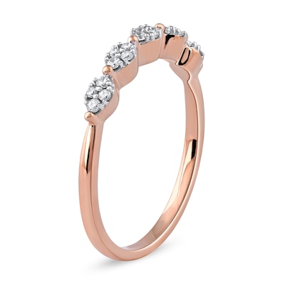 0.15 CT. T.W. Oval-Shaped Multi-Diamond Scallop Edge Stackable Band in 10K Rose Gold