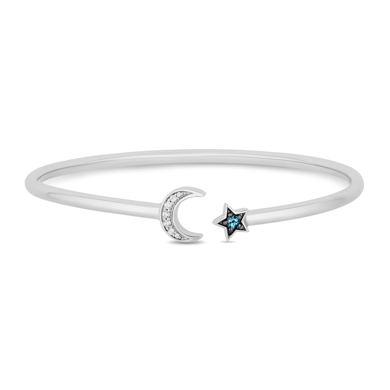 Enchanted Disney Jasmine Swiss Blue Topaz and 0.065 CT. T.W. Diamond Bangle in Sterling Silver|Peoples Jewellers