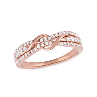 0.33 CT. T.W. Diamond Double Wrapped Wave Ring in 10K Rose Gold