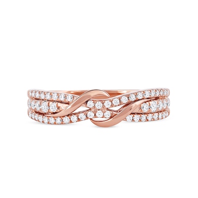 0.33 CT. T.W. Diamond Double Wrapped Wave Ring in 10K Rose Gold