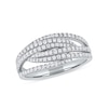 Thumbnail Image 0 of 0.50 CT. T.W. Diamond Multi-Row Crossover Ring in 14K White Gold