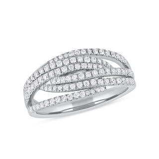 0.50 CT. T.W. Diamond Multi-Row Crossover Ring in 14K Gold