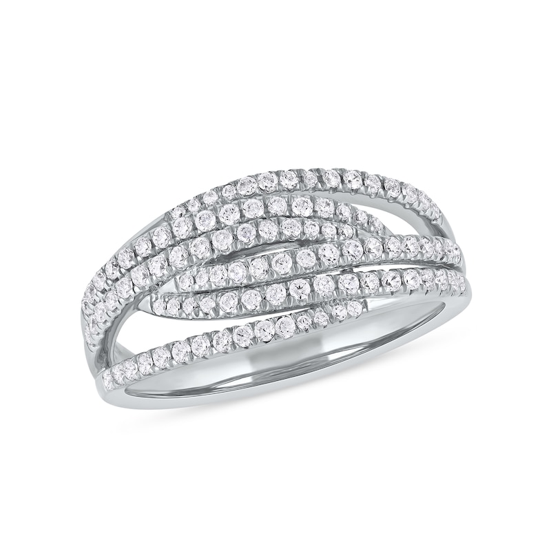 0.50 CT. T.W. Diamond Multi-Row Crossover Ring in 14K White Gold
