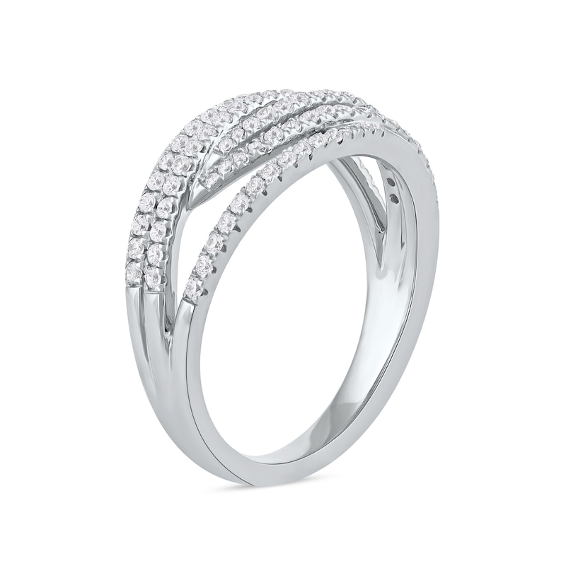0.50 CT. T.W. Diamond Multi-Row Crossover Ring in 14K White Gold