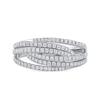 0.50 CT. T.W. Diamond Multi-Row Crossover Ring in 14K Gold