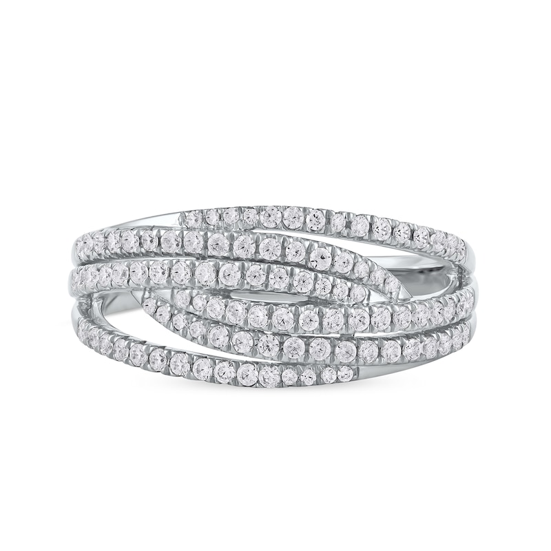 0.50 CT. T.W. Diamond Multi-Row Crossover Ring in 14K Gold|Peoples Jewellers