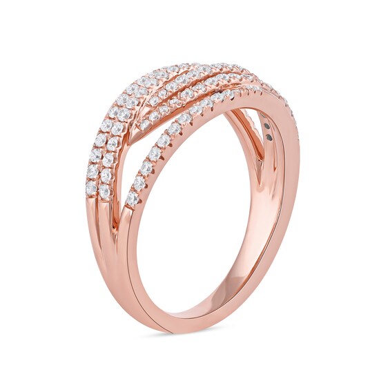 0.50 CT. T.W. Diamond Multi-Row Crossover Ring in 14K Rose Gold