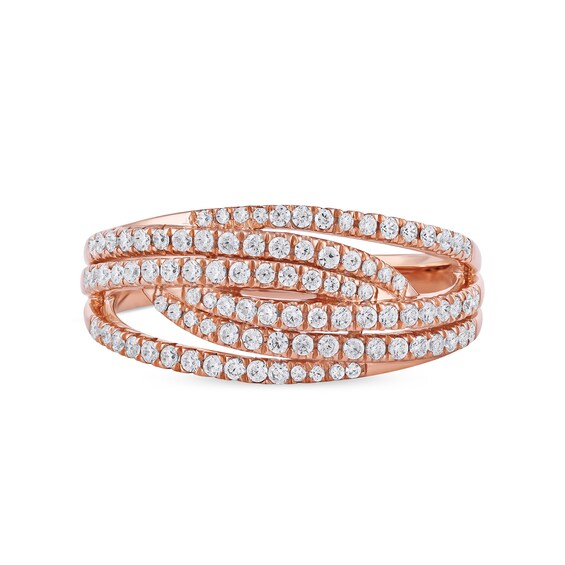 0.50 CT. T.W. Diamond Multi-Row Crossover Ring in 14K Rose Gold