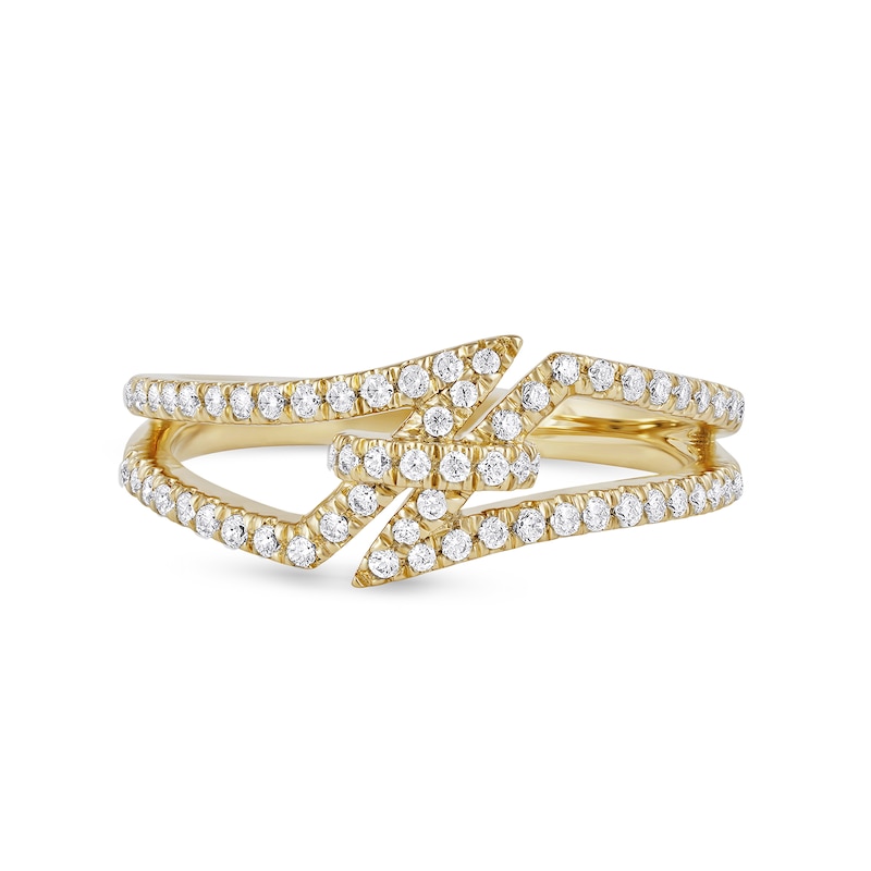 0.33 CT. T.W. Diamond Center Tie Split Shank Ring in 10K Gold