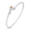 Thumbnail Image 0 of Enchanted Disney Belle 0.145 CT. T.W. Diamond Bypass Flower Bangle in Sterling Silver and 10K Gold