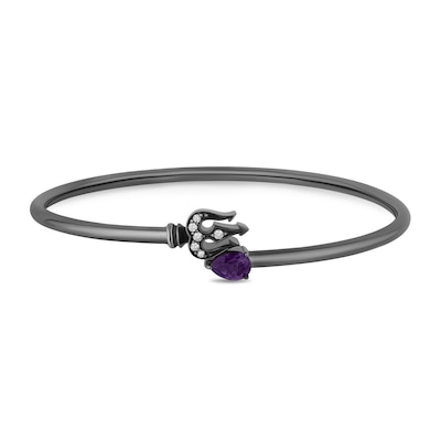 Enchanted Disney Villains Ursula Amethyst and 0.085 CT. T.W. Diamond Bangle in Sterling Silver with Black Rhodium