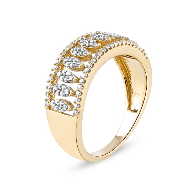 0.33 CT. T.W. Multi-Diamond Vertical Multi-Row Open Shank Ring in 10K Gold