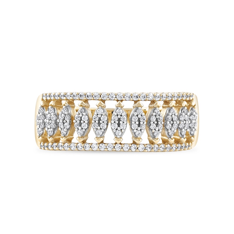 0.33 CT. T.W. Multi-Diamond Vertical Multi-Row Open Shank Ring in 10K Gold