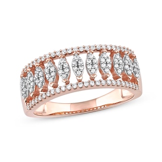 0.33 CT. T.W. Multi-Diamond Vertical Multi-Row Open Shank Ring in 10K Rose Gold