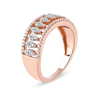 0.33 CT. T.W. Multi-Diamond Vertical Multi-Row Open Shank Ring in 10K Rose Gold