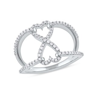 0.33 CT. T.W. Diamond Heart Infinity Open Shank Ring in 10K Gold