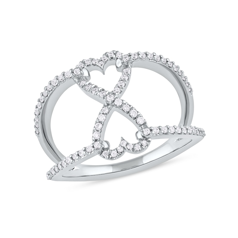 0.33 CT. T.W. Diamond Heart Infinity Open Shank Ring in 10K Gold|Peoples Jewellers