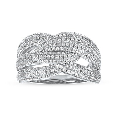 1.03 CT. T.W. Diamond Layered Criss Cross Ring in 10K Gold