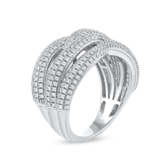 1.03 CT. T.W. Diamond Layered Criss Cross Ring in 10K Gold