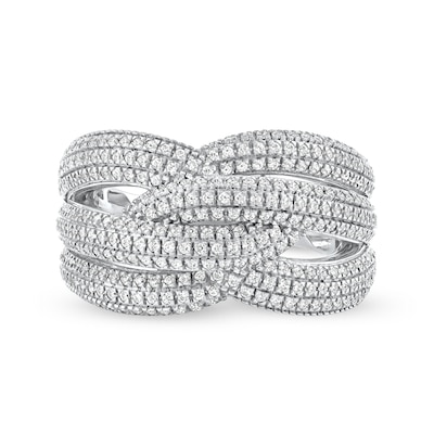 1.03 CT. T.W. Diamond Layered Criss Cross Ring in 10K Gold